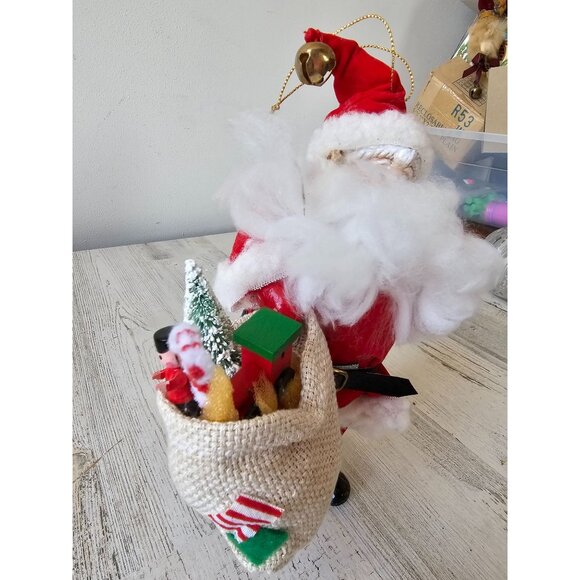 Vintage Santa stocking bag ornament decor Xmas tree velvet felt - Picture 3 of 9